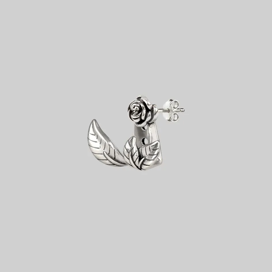 VERDURS. Rose & Foliage Earrings - Silver