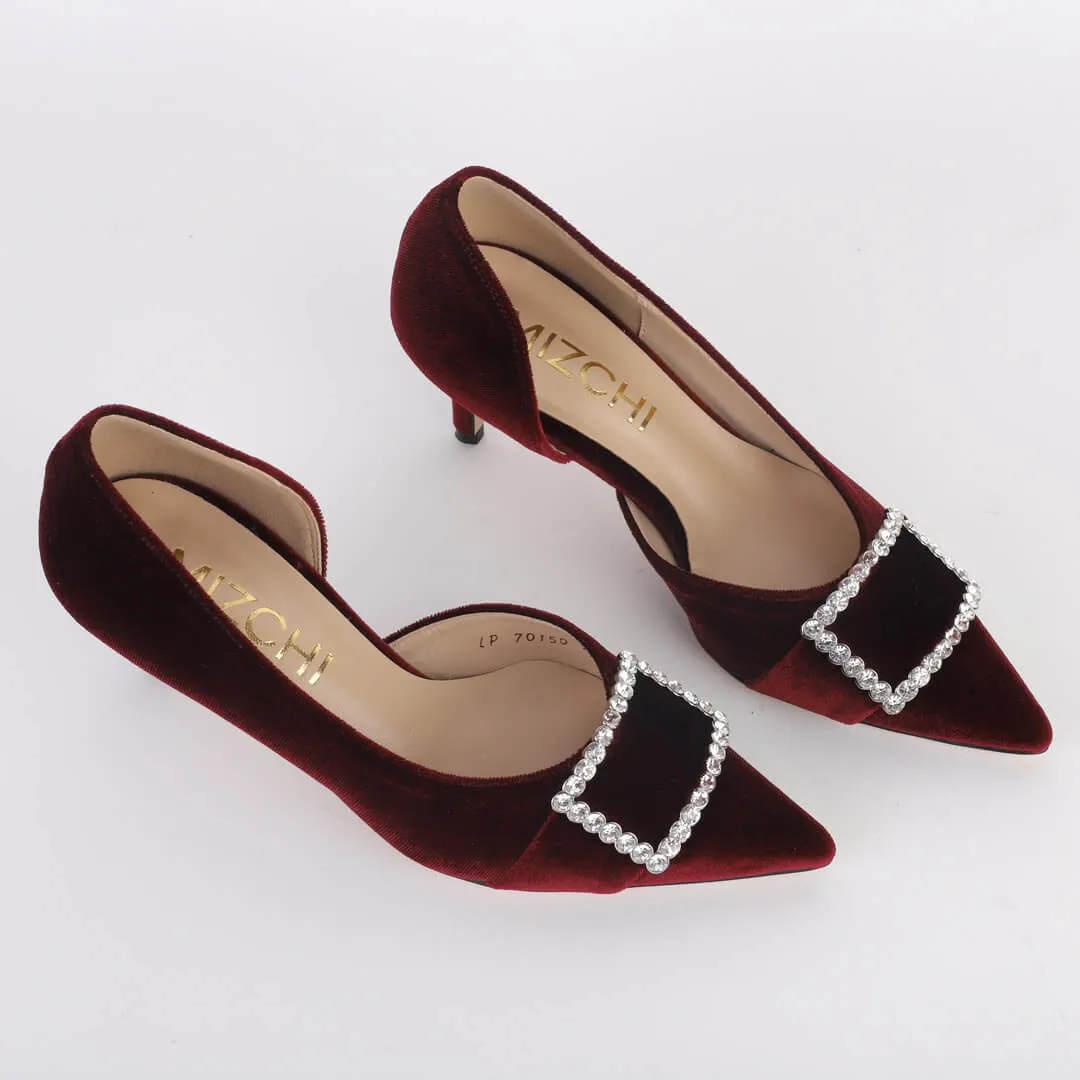 *VESTA - wine velvet, 6cm size UK 2