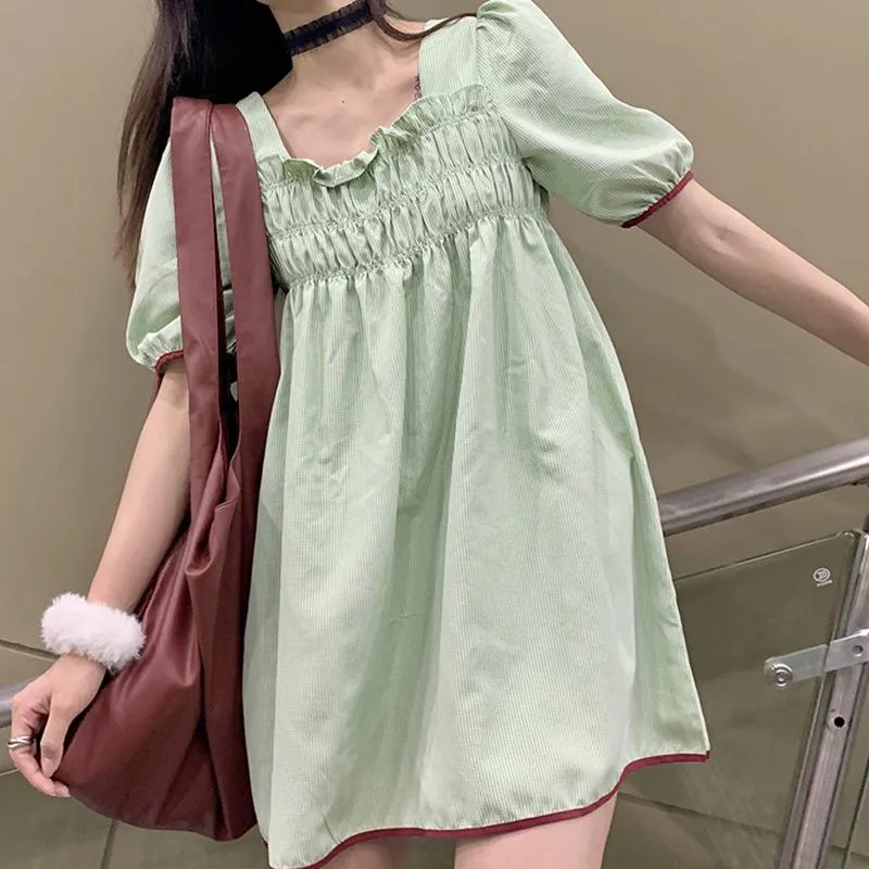 Women's Cute Flare Sleeved Double Colored Dresses