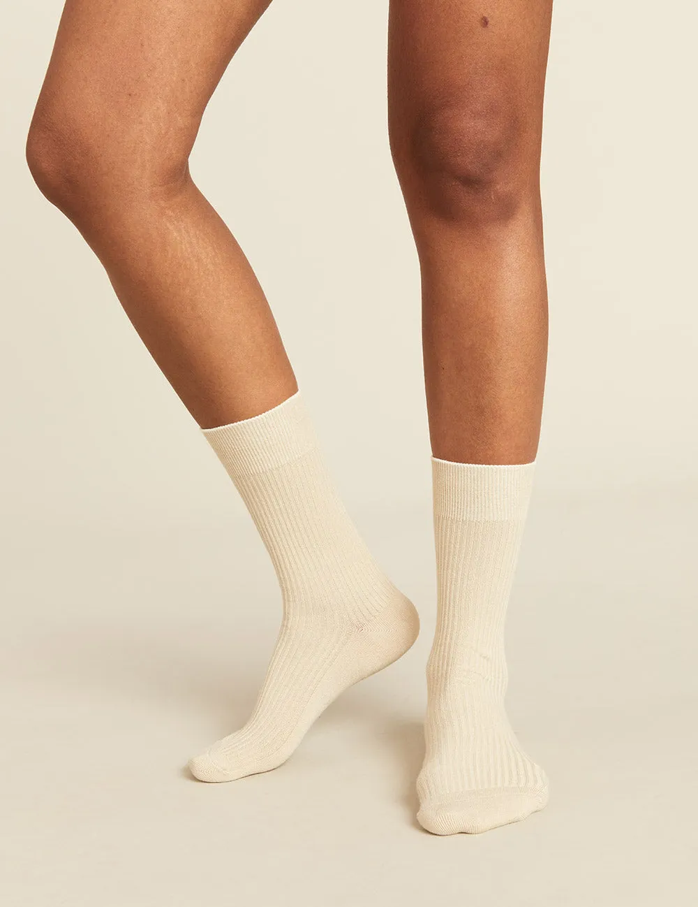 Women's Ribbed Crew Socks - Oatmeal