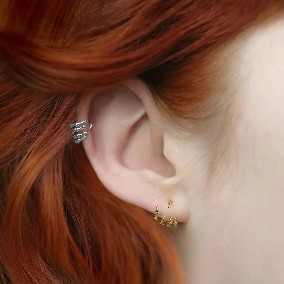 WRAITH. Silver Skeleton Hand Single Earring- Lobe/Helix