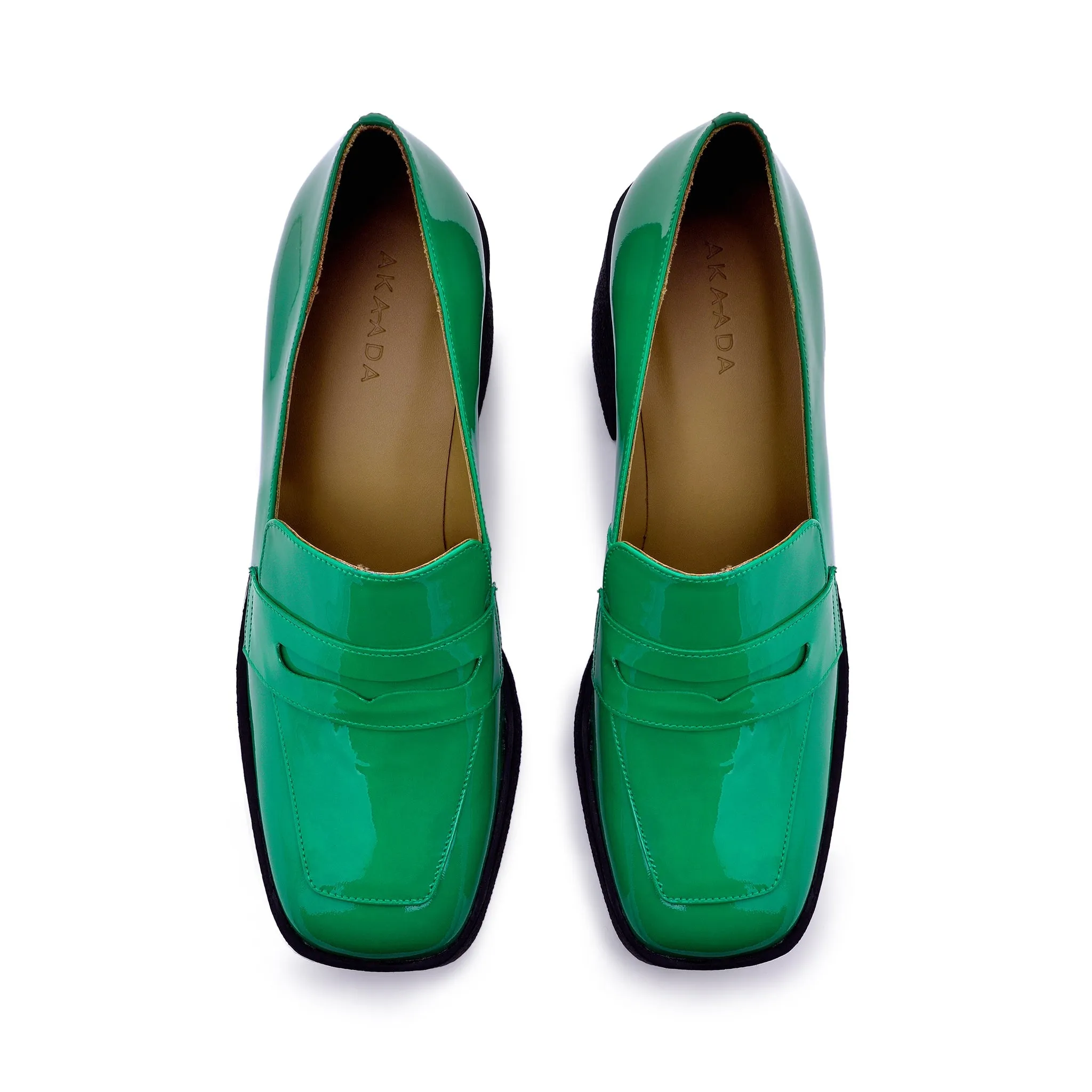 Yoko Forest Green Patent Leather Chunky Loafers