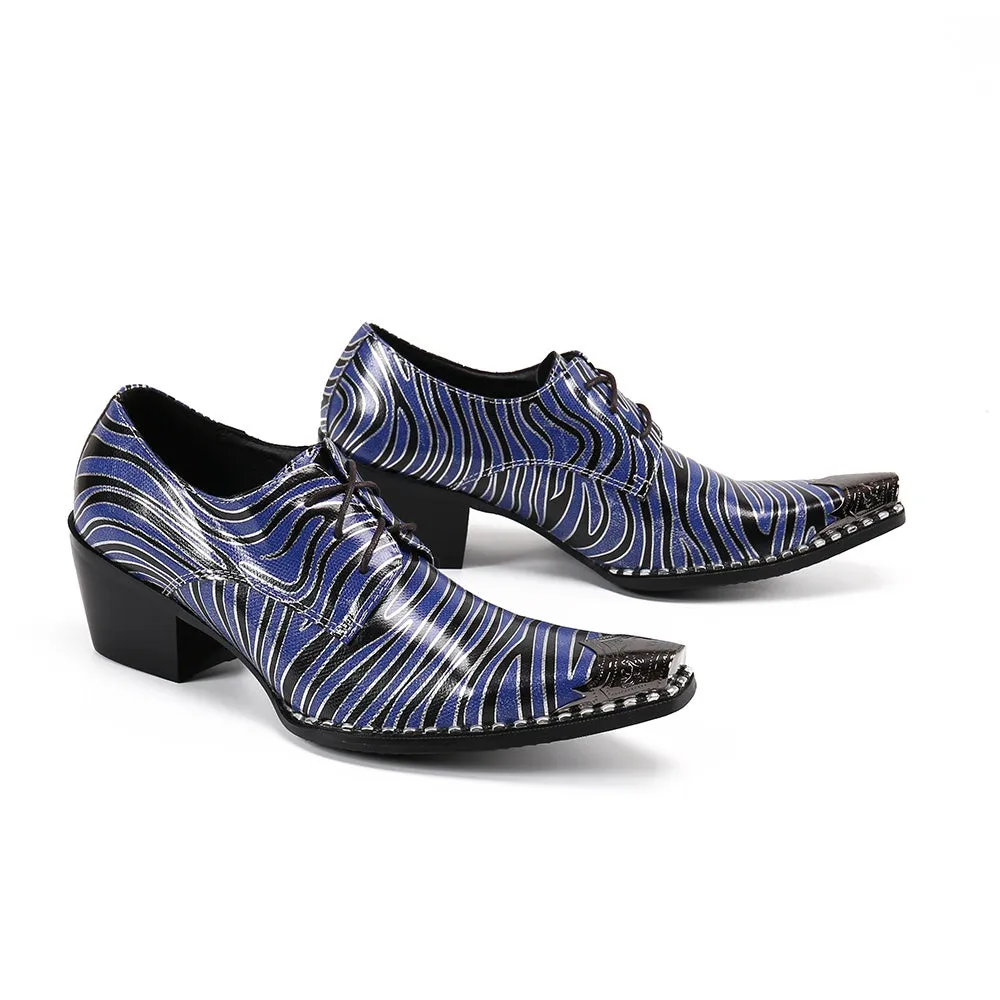 Zebra Pattern Block Heel Formal Oxfords for Men