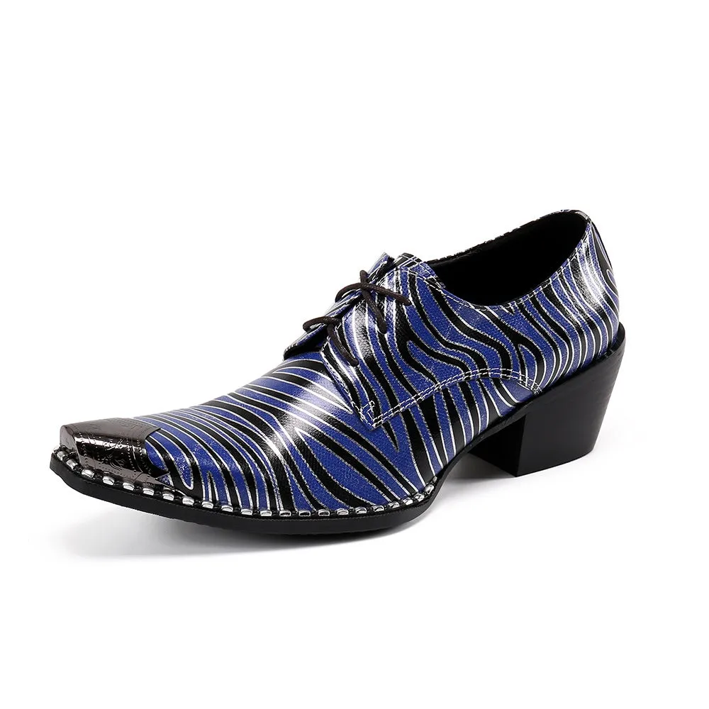 Zebra Pattern Block Heel Formal Oxfords for Men