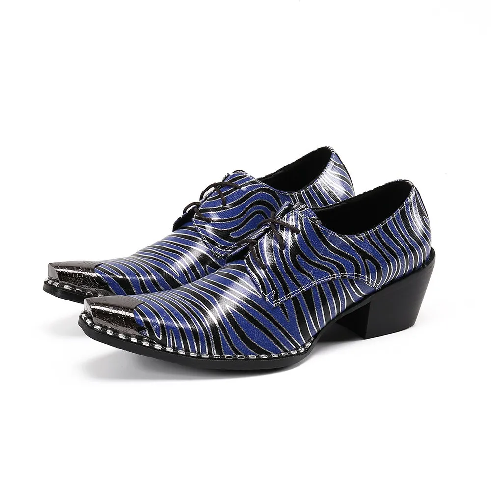 Zebra Pattern Block Heel Formal Oxfords for Men