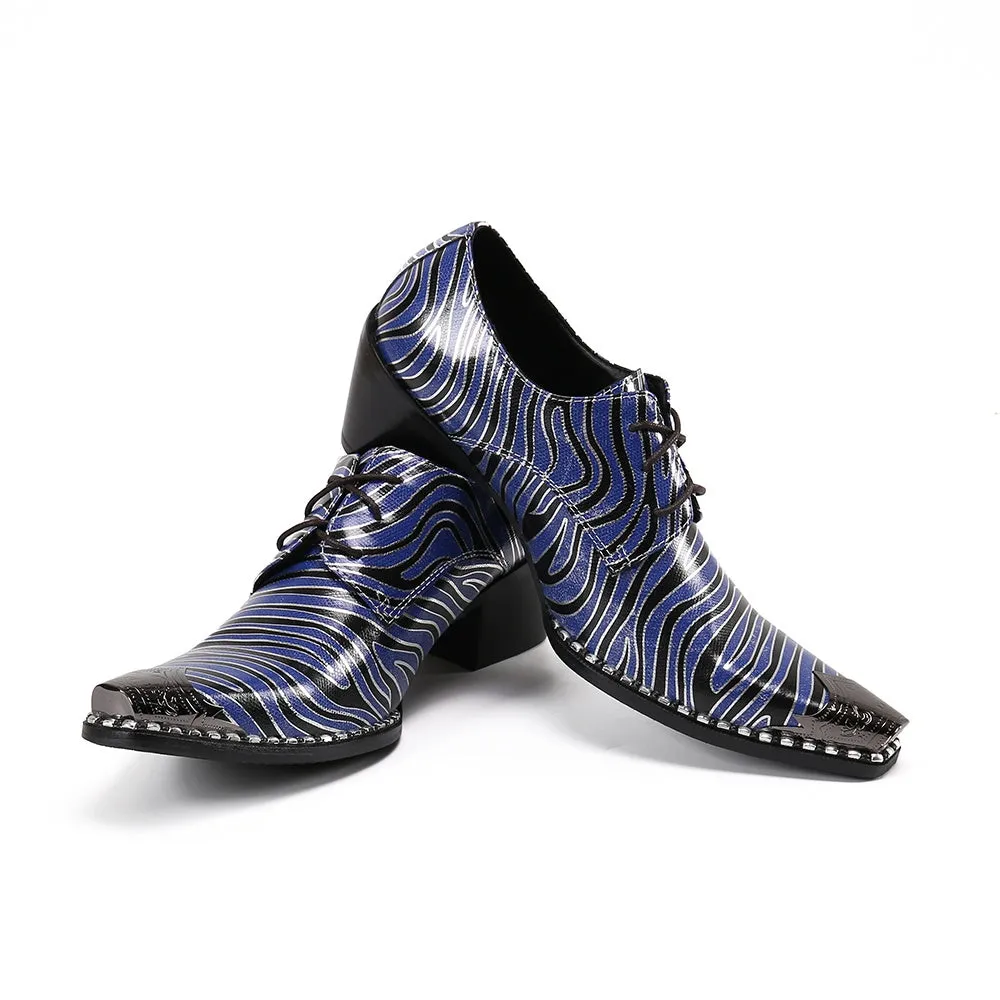 Zebra Pattern Block Heel Formal Oxfords for Men