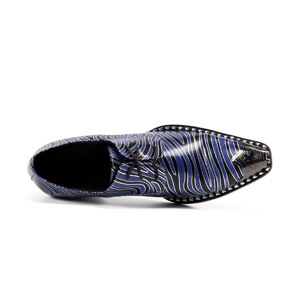 Zebra Pattern Block Heel Formal Oxfords for Men