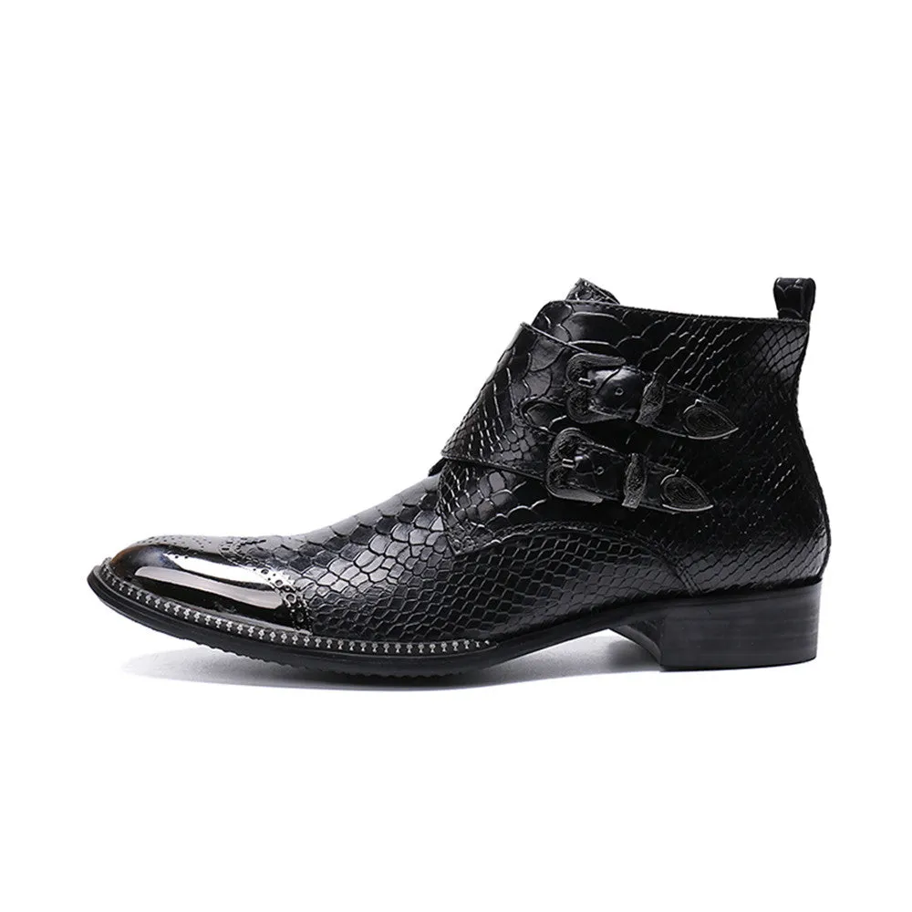 Zip Animal Pattern Men Boots