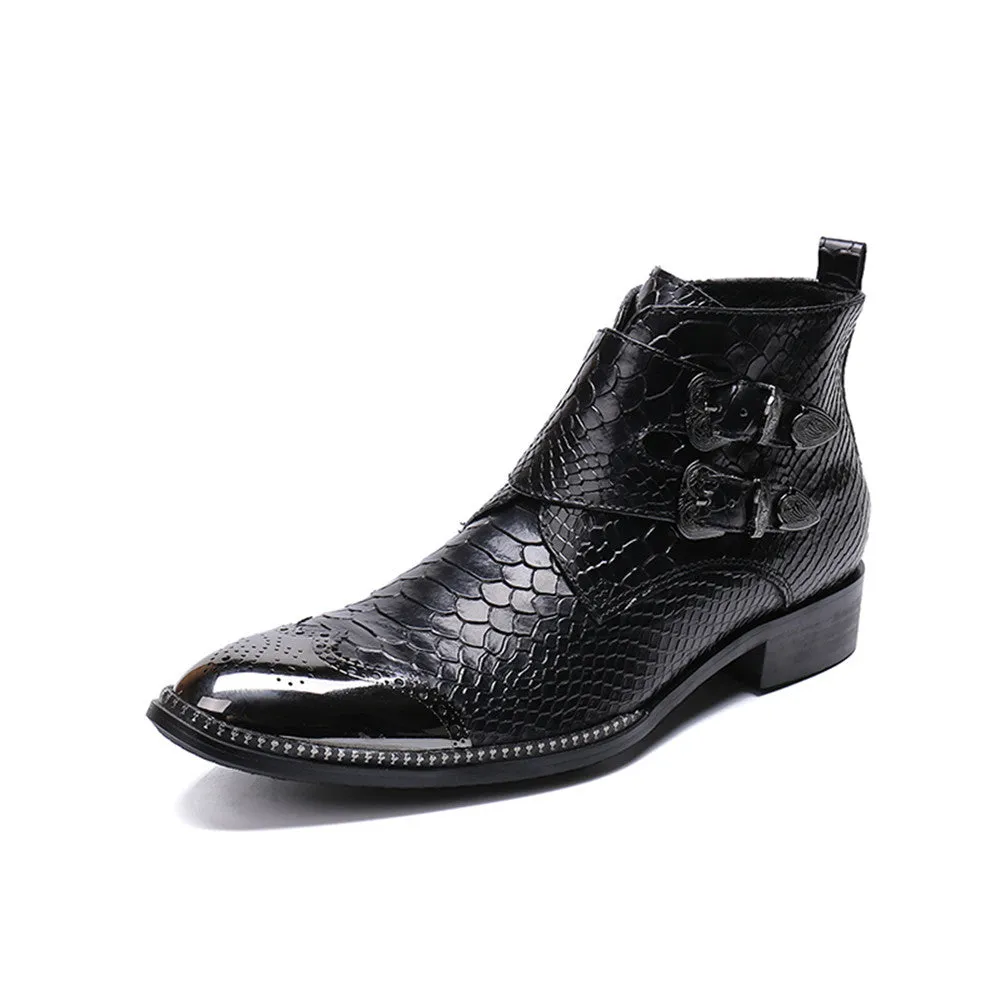 Zip Animal Pattern Men Boots