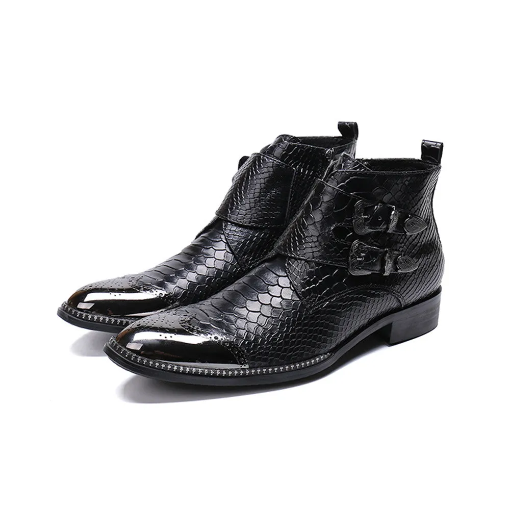 Zip Animal Pattern Men Boots