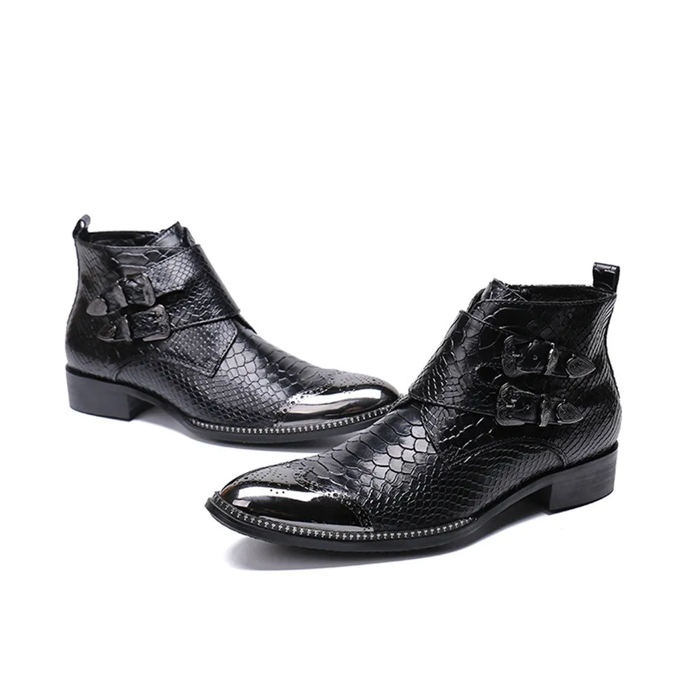 Zip Animal Pattern Men Boots